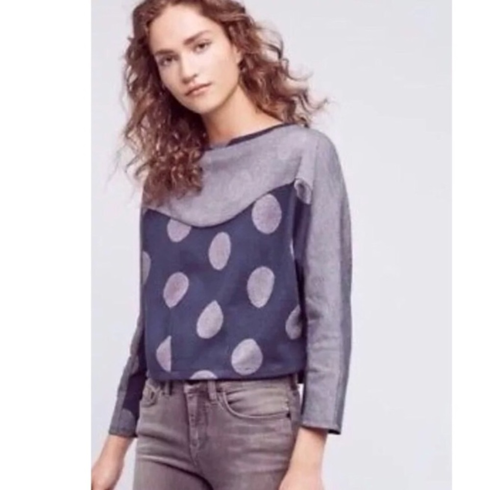 NWT Anthropologie Blue Dot Metallic Sweater
